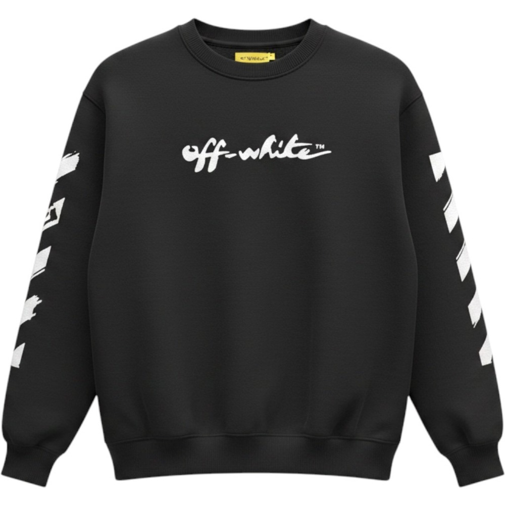 Off-White Kids Black Brushstroke Logo Sweatshirt Virgil Abloh Size 10 Large